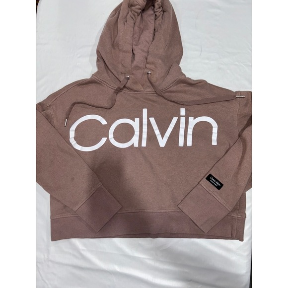 Calvin Klein Performance Tops - Calvin Klein Performance Womens Cropped Hoodie Mauve Logo Sweatshirt Large